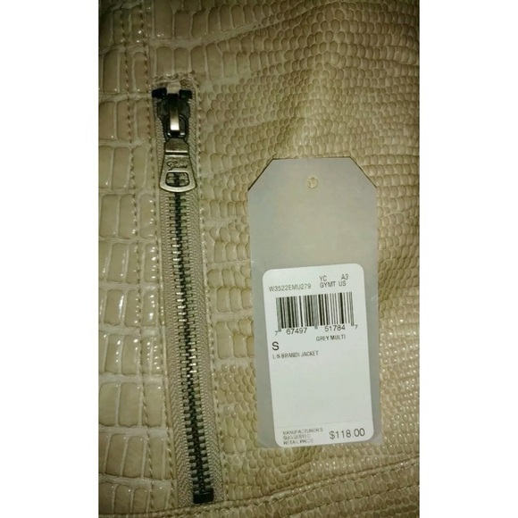 Guess Jacket Motorcycle Moto Embossed Animal Print Faux Leather Tan alt Grunge S - Picture 11 of 13